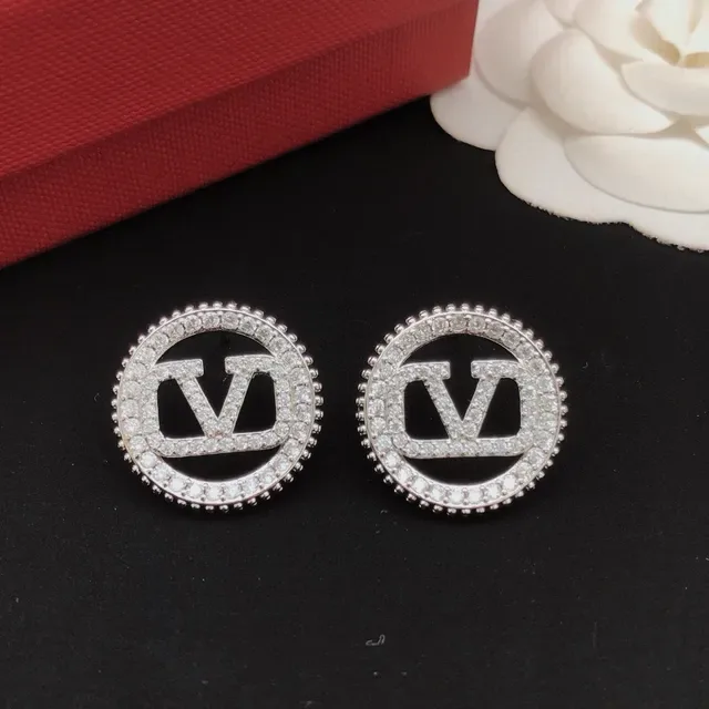 Circular Pavé-Crystal Monogram Stud Earrings 4
