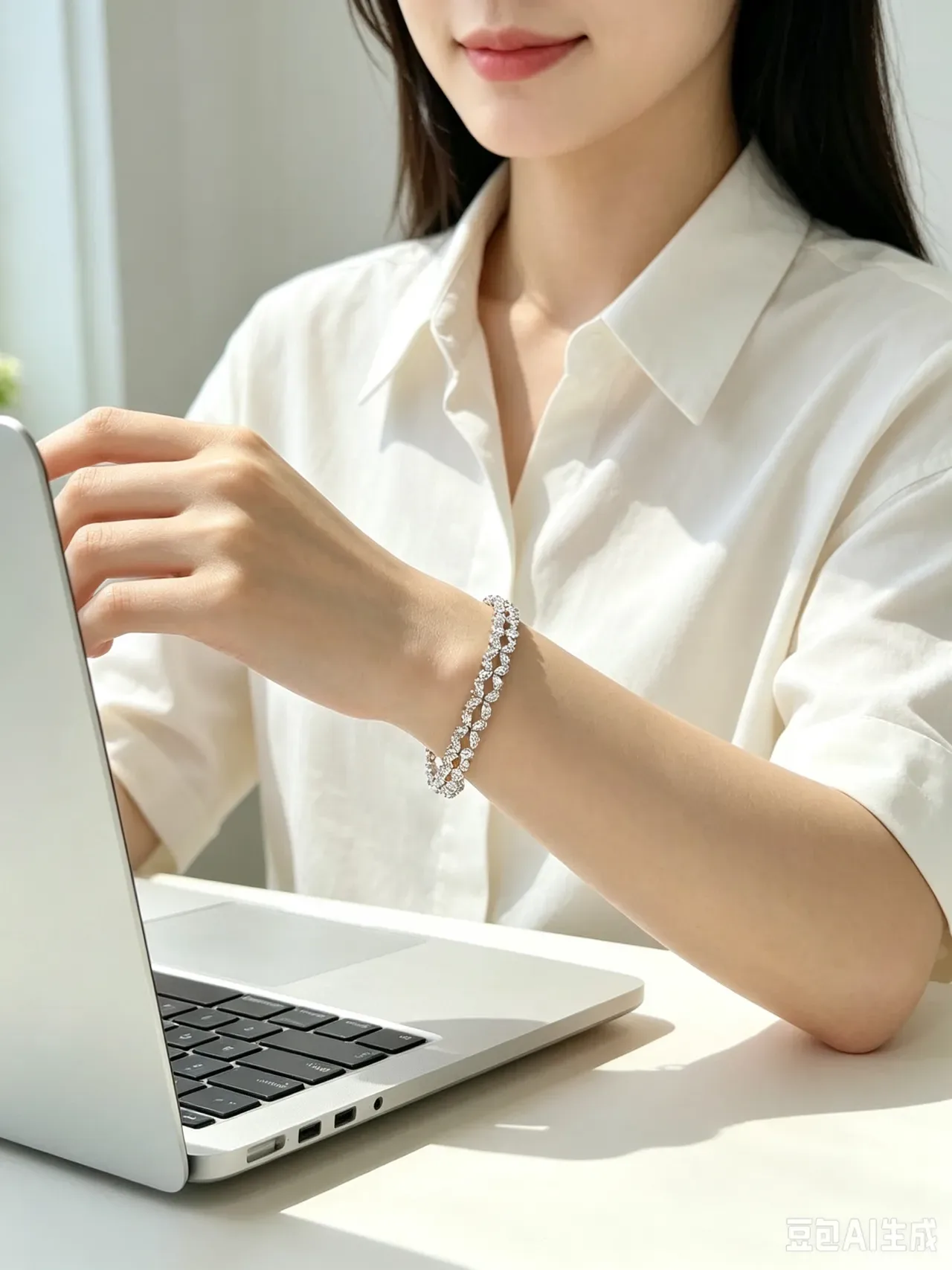Crystal-Encrusted Floral Motif Silver-Tone Bracelets 2