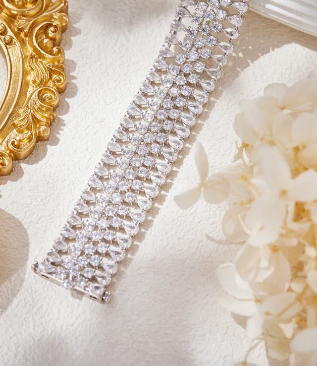 Crystal-Encrusted Multi-Row Cuff Bracelet 4