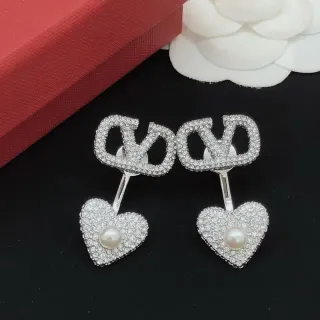 Crystal-Pavé Heart and Pearl Drop Earrings