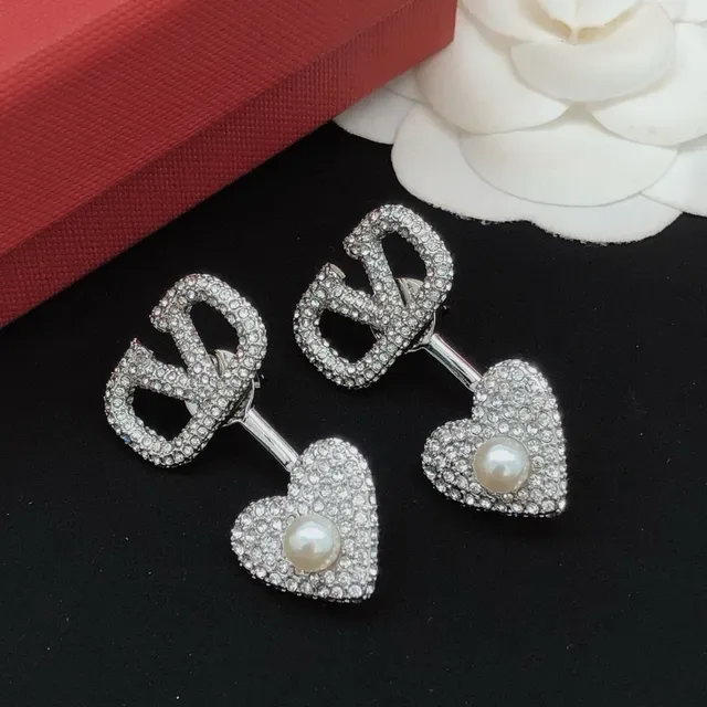 Crystal-Pavé Heart and Pearl Drop Earrings 9