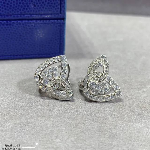 Crystal-Pavé Openwork Leaf Motif Silver-Tone Earrings 8