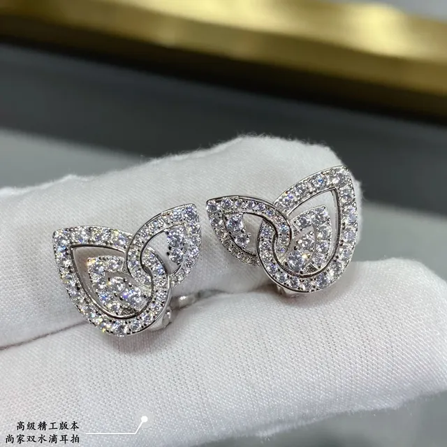 Crystal-Pavé Openwork Leaf Motif Silver-Tone Earrings 9