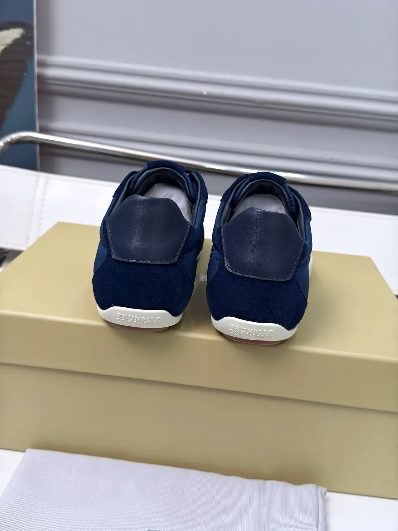 Cucinelli Navy Suede and Textile Panel Lifestyle Sneakers 5