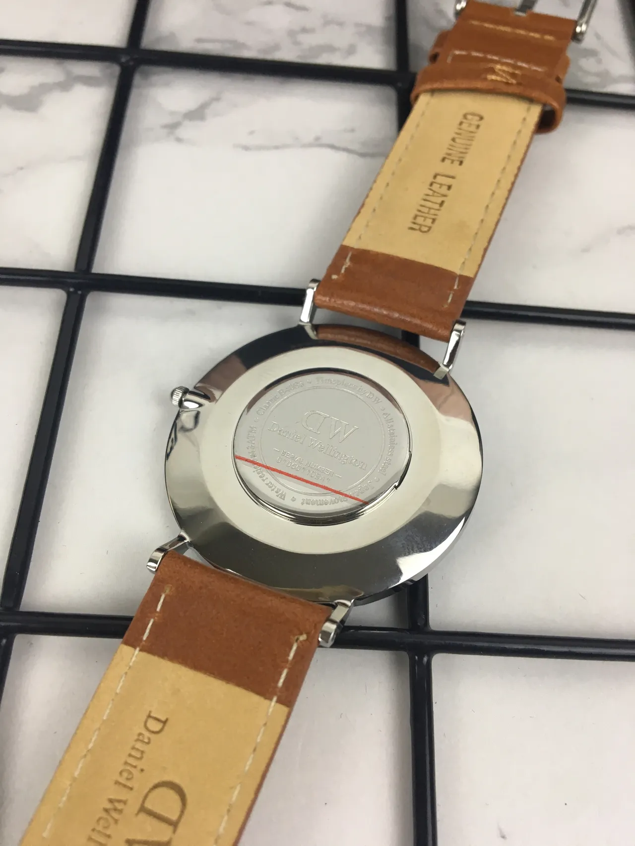 Daniel Wellington Icon Blue Gradient Dial Tan Leather Strap Quartz Watch 3