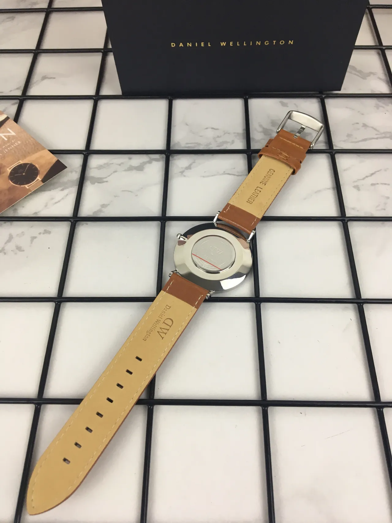 Daniel Wellington Icon Blue Gradient Dial Tan Leather Strap Quartz Watch 4