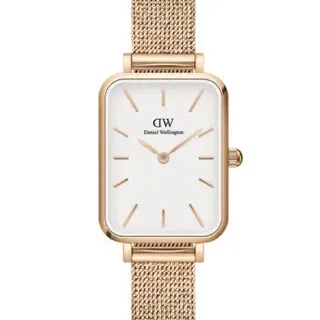 Daniel Wellington White Gold Rectangular Case Minimalist Dial Quartz Watch