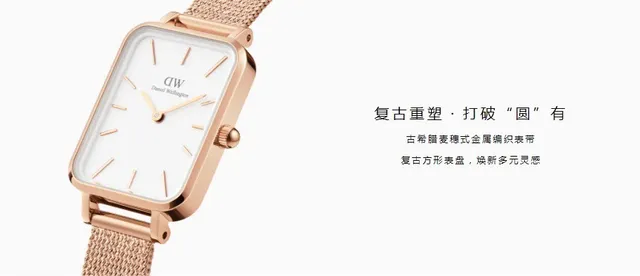 Daniel Wellington White Gold Rectangular Case Minimalist Dial Quartz Watch 4