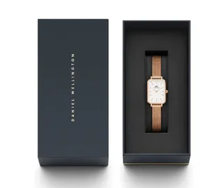 Daniel Wellington White Gold Rectangular Case Minimalist Dial Quartz Watch 7