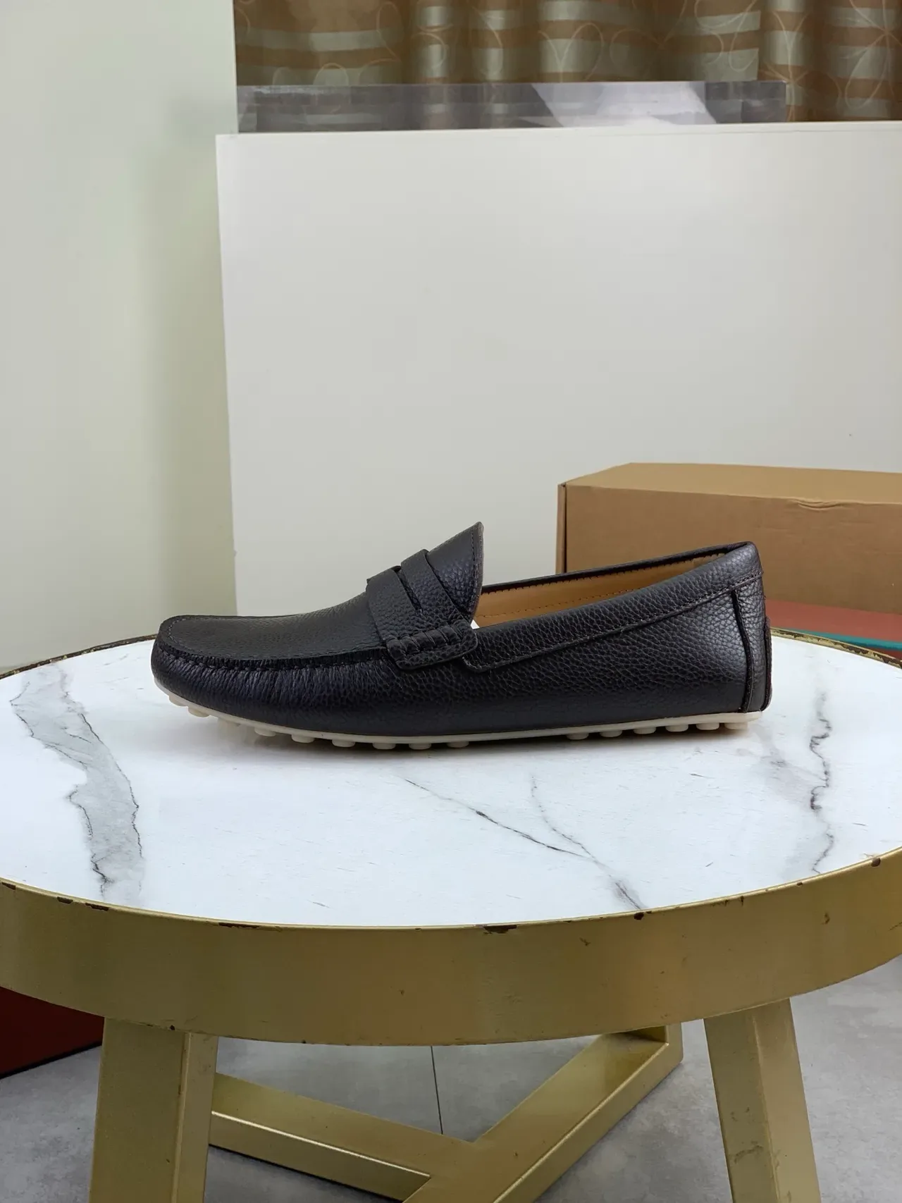Dark Brown Pebbled Leather Penny Loafer 5