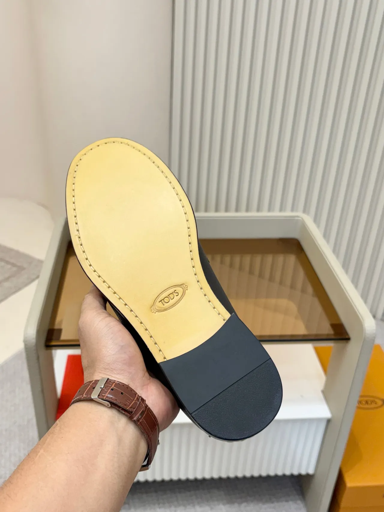 Dark Brown Textured Leather Penny Loafer 2