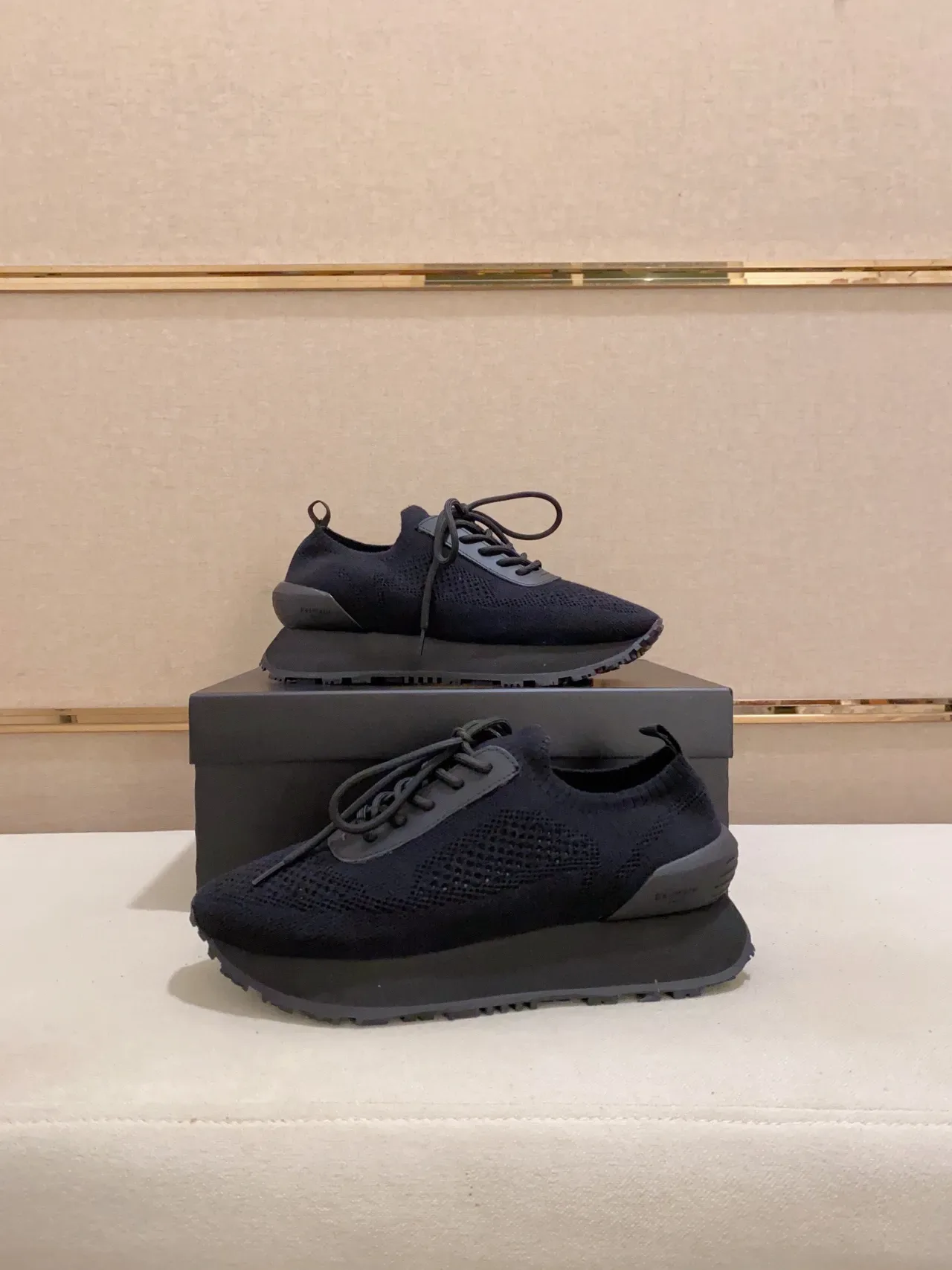 Dark Charcoal Knit Platform Sneaker 4
