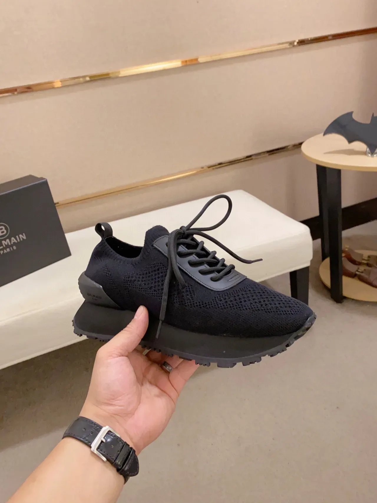 Dark Charcoal Knit Platform Sneaker 7