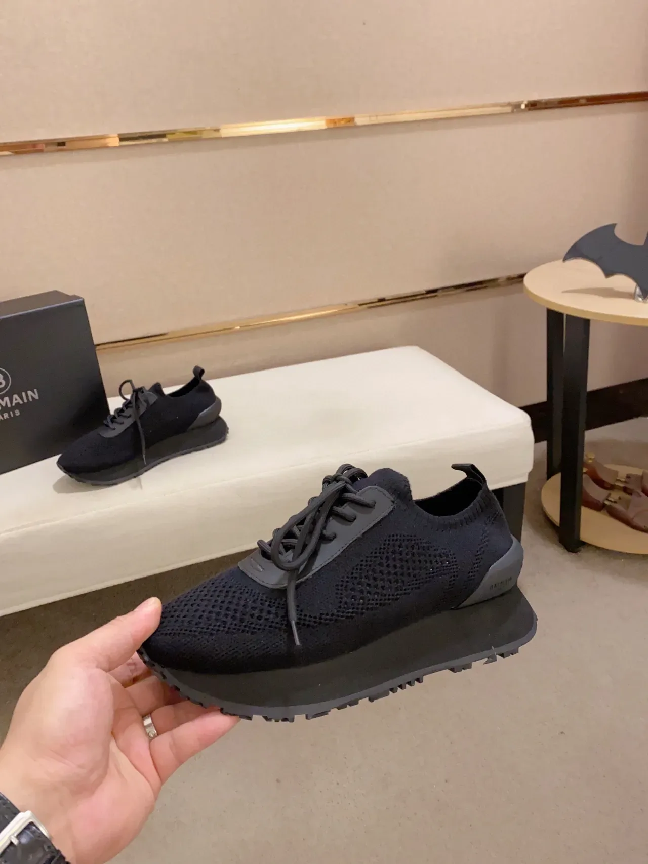 Dark Charcoal Knit Platform Sneaker 8