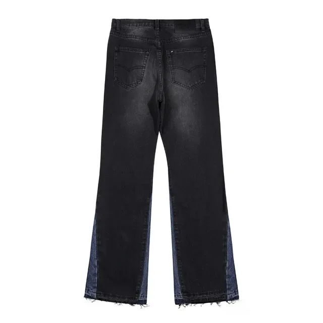 Dark Wash Wide-Leg Contrast Panel Jeans 4