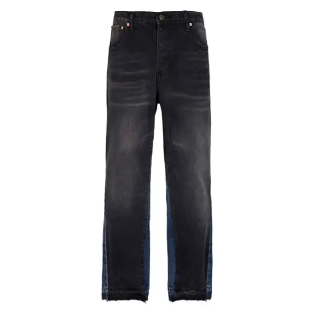 Dark Wash Wide-Leg Contrast Panel Jeans 7