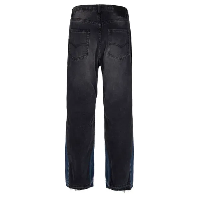 Dark Wash Wide-Leg Contrast Panel Jeans 8