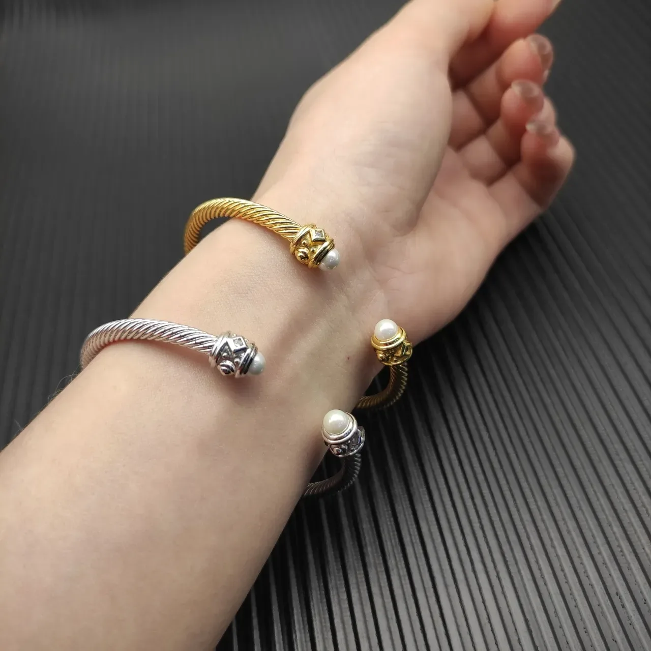 David Yurman Cable Classic Pearl-End Cuff Bracelet 3