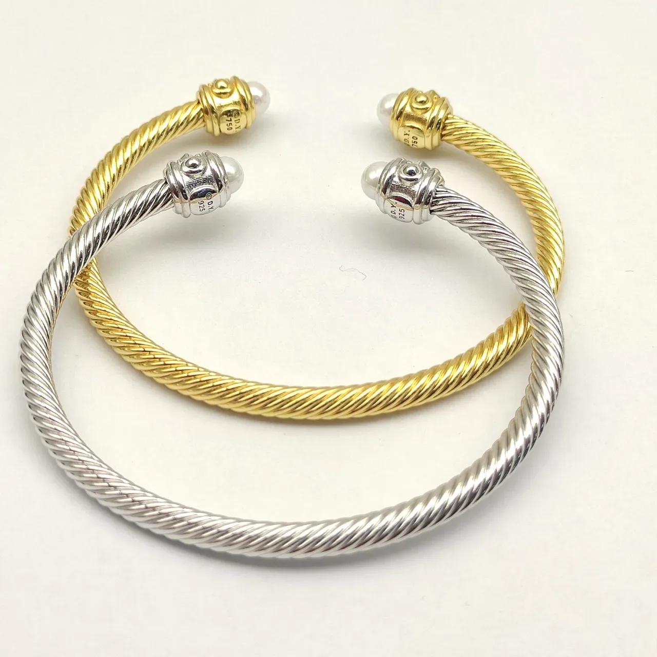 David Yurman Cable Classic Pearl-End Cuff Bracelet 4