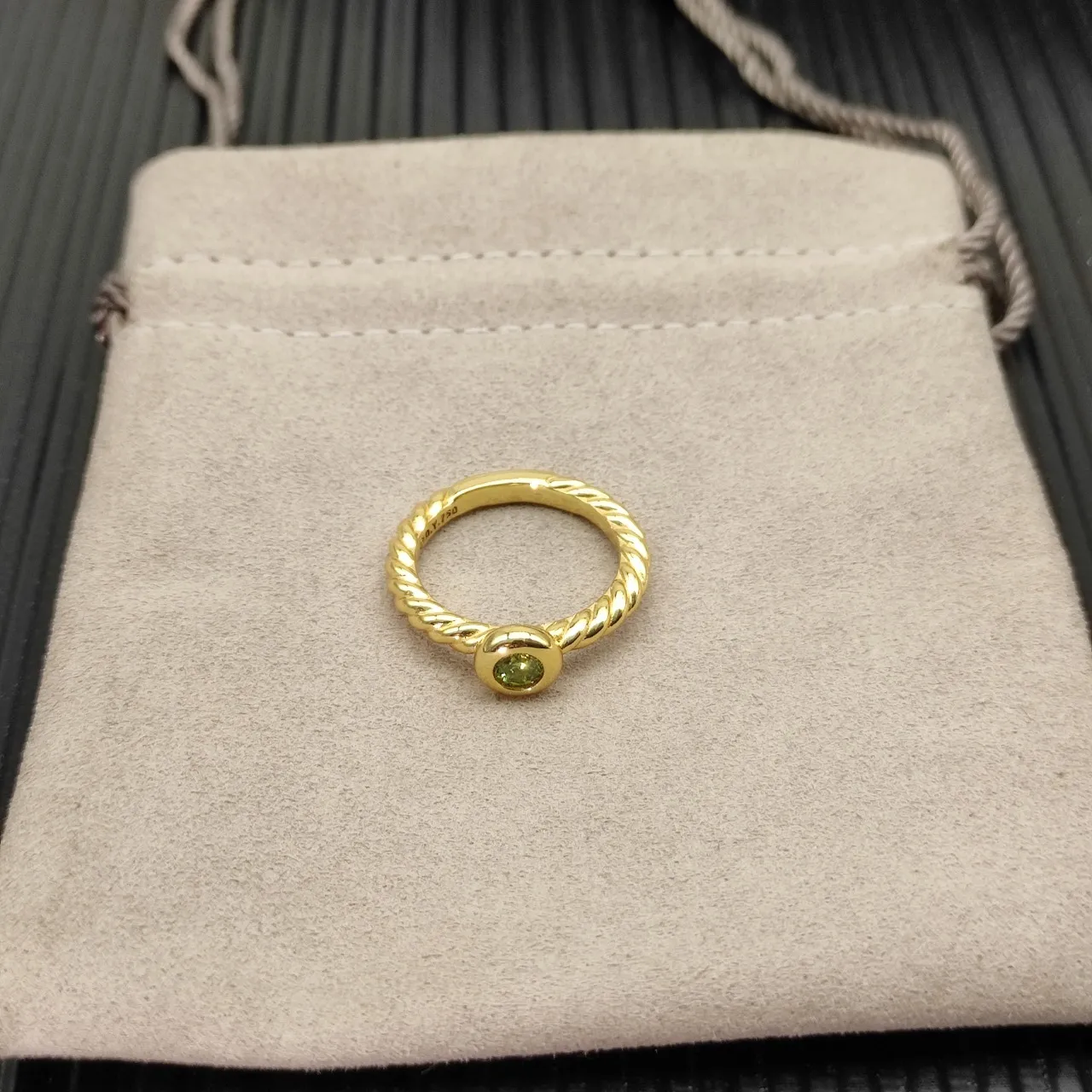 David Yurman Cable Classic Single Stone Peridot Ring 8