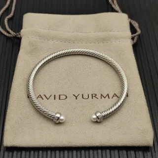 David Yurman Cable Classics Pulsera de Cable Trenzado con Perlas y Diamantes