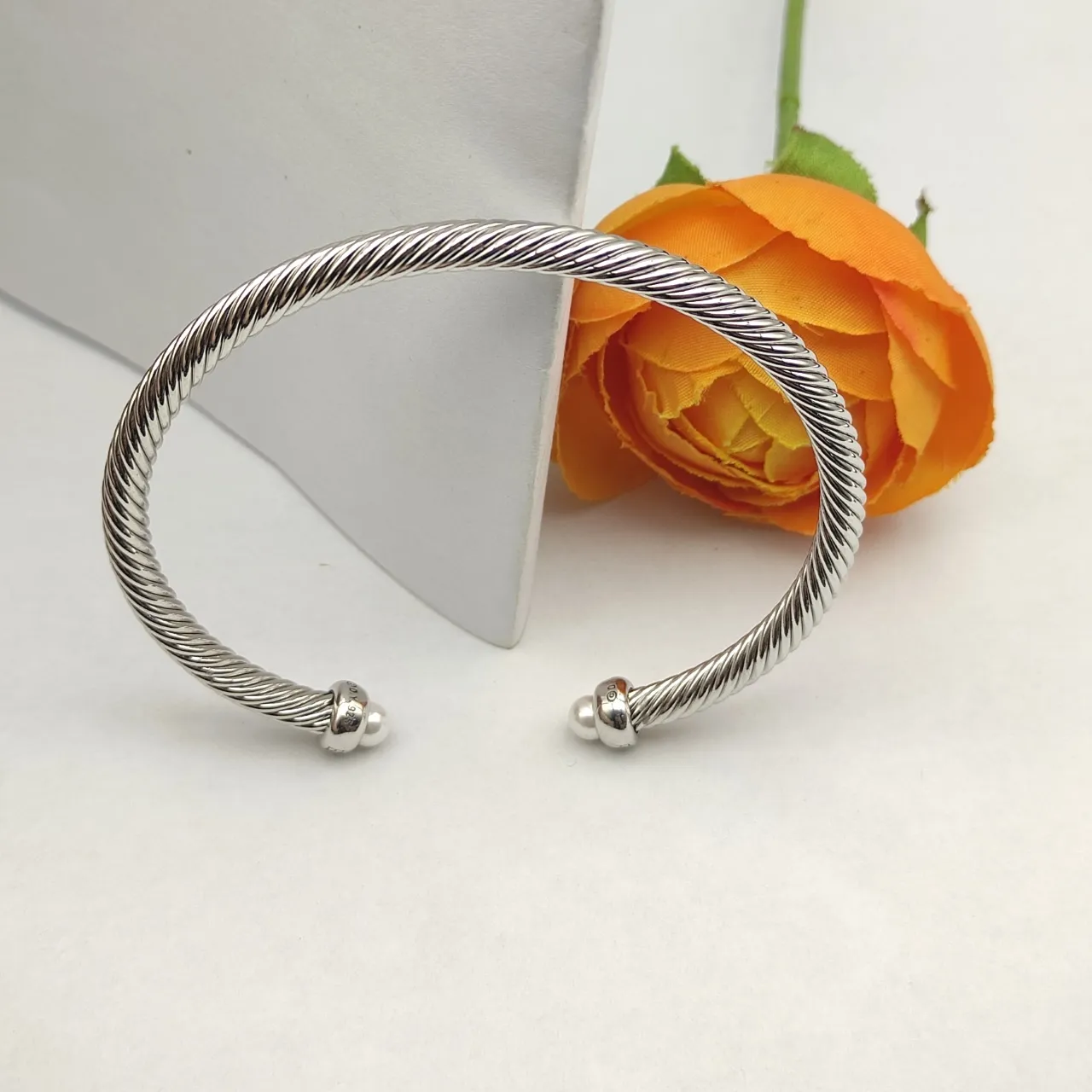David Yurman Cable Classics Pearl and Diamond Twisted Cable Bracelet 6