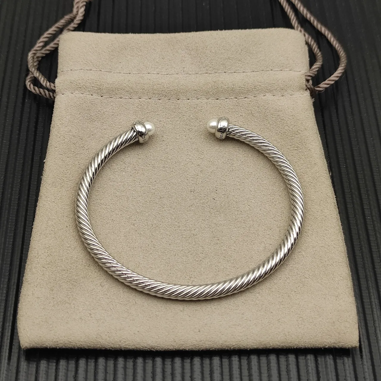 David Yurman Cable Classics Pearl and Diamond Twisted Cable Bracelet 9