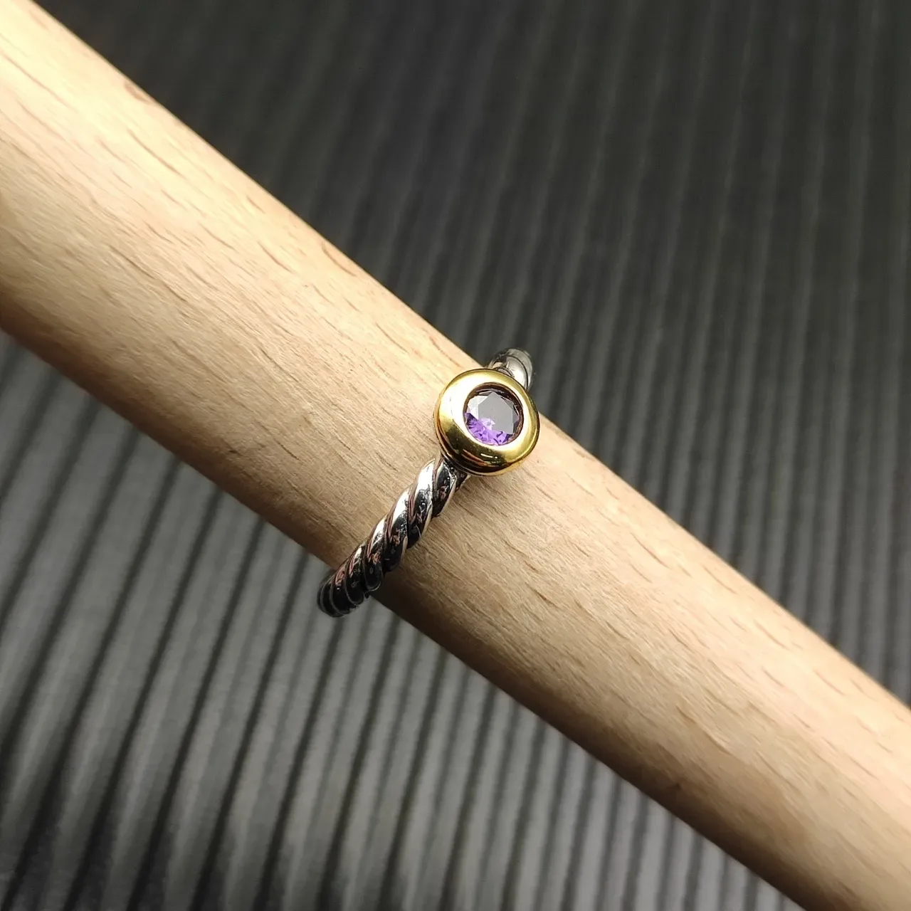 David Yurman Cable Collectibles Two-Tone Purple Gemstone Ring 6