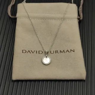 David Yurman Cable Collection 珍珠母贝与 Pavé Diamond 圆盘项链