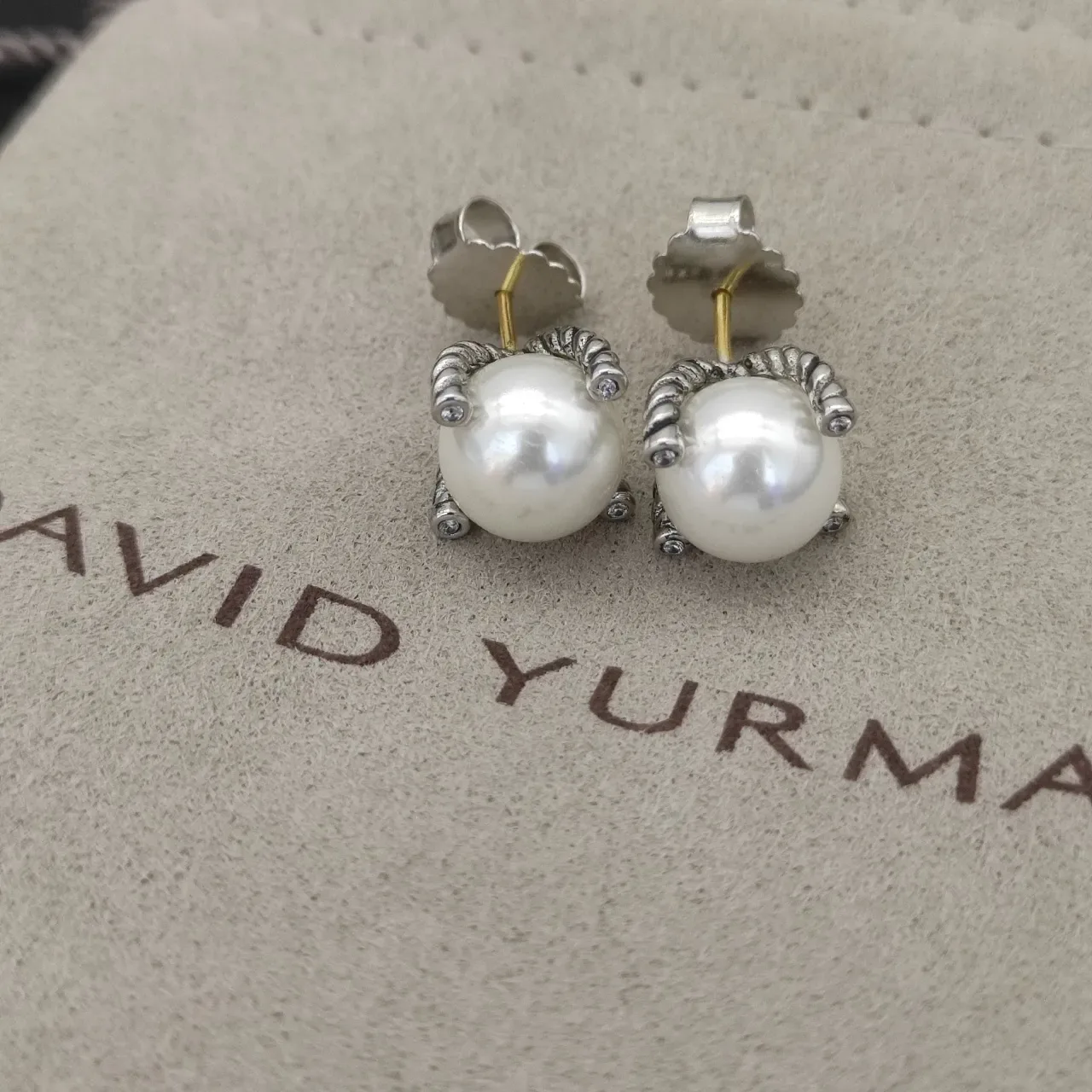 David Yurman Cable Collection Pearl Stud Earrings 4