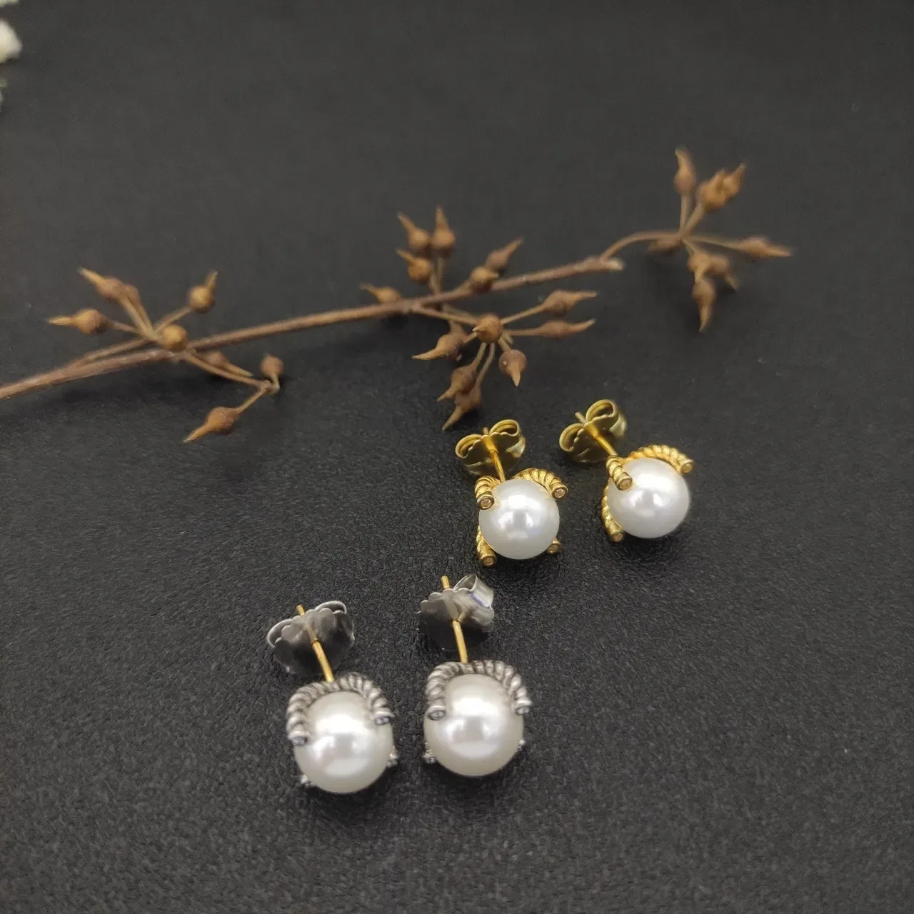 David Yurman Cable Collection Pearl Stud Earrings 5