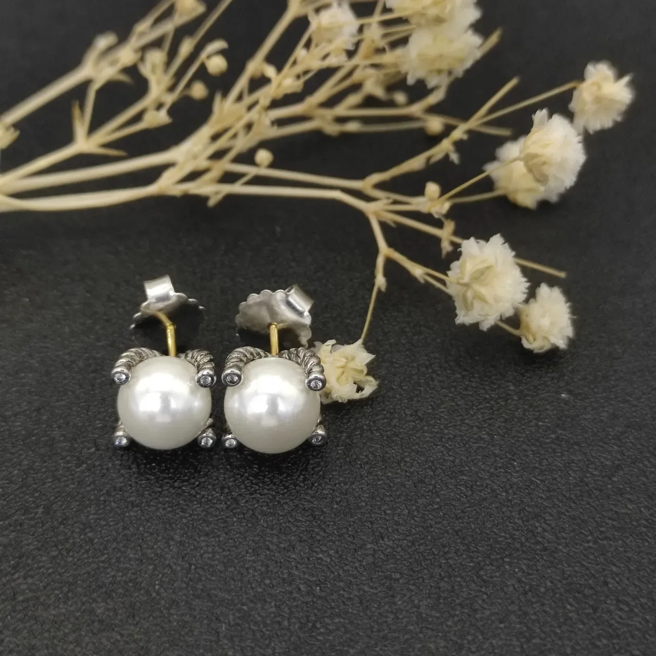 David Yurman Cable Collection Pearl Stud Earrings 8