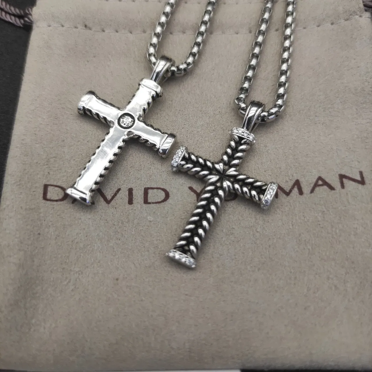 David Yurman Cable Cross Silver Twisted Texture Silhouette Necklace 2