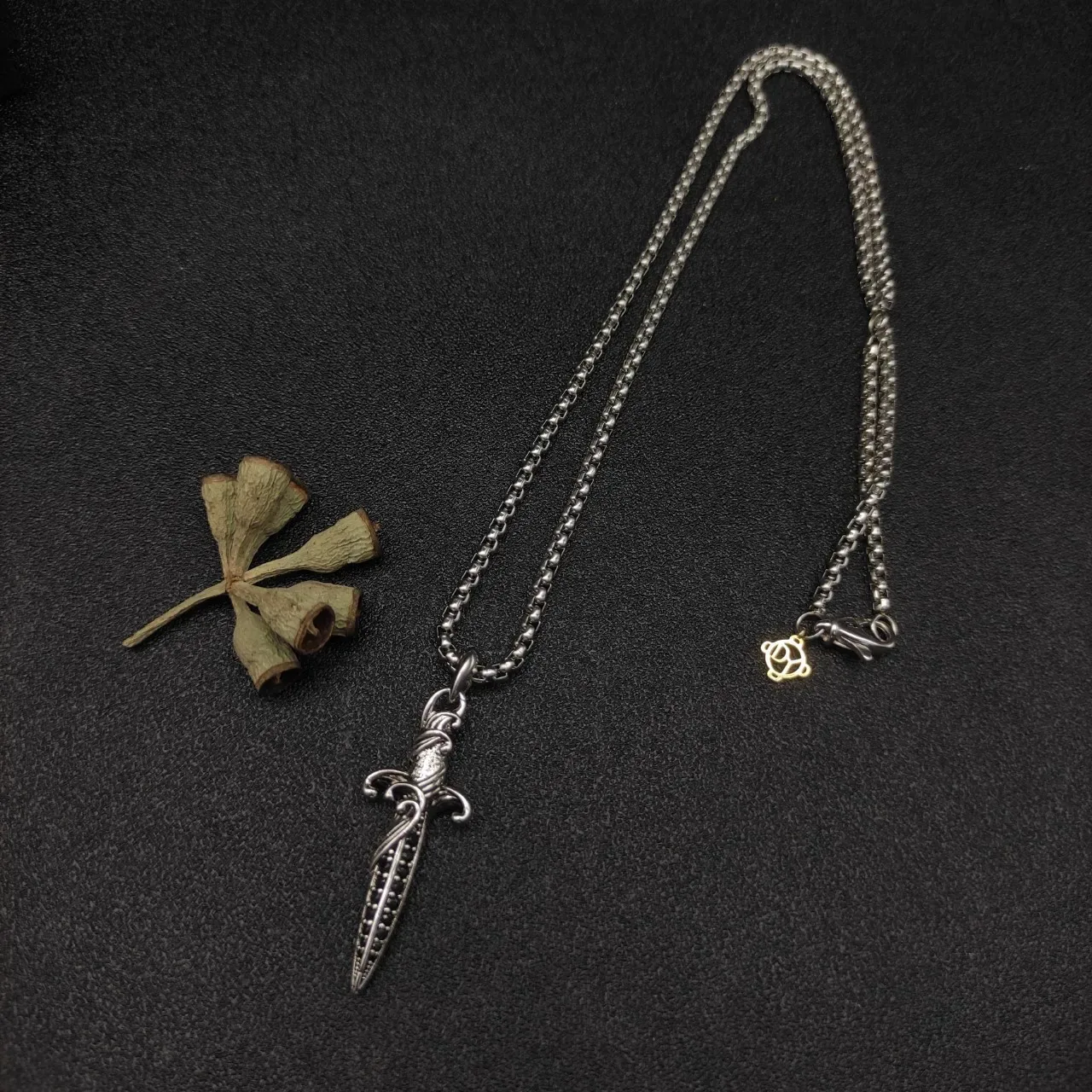 David Yurman Dagger Silver Black Pendant Pavé Stones Necklace 5