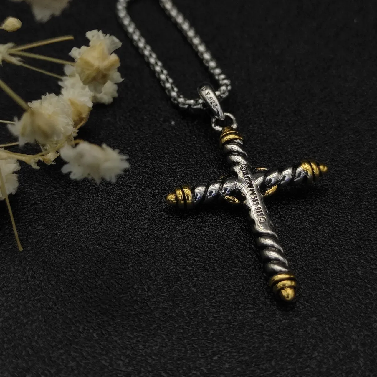 David Yurman Signature Bold Series Twisted Rope Cross Necklace 4
