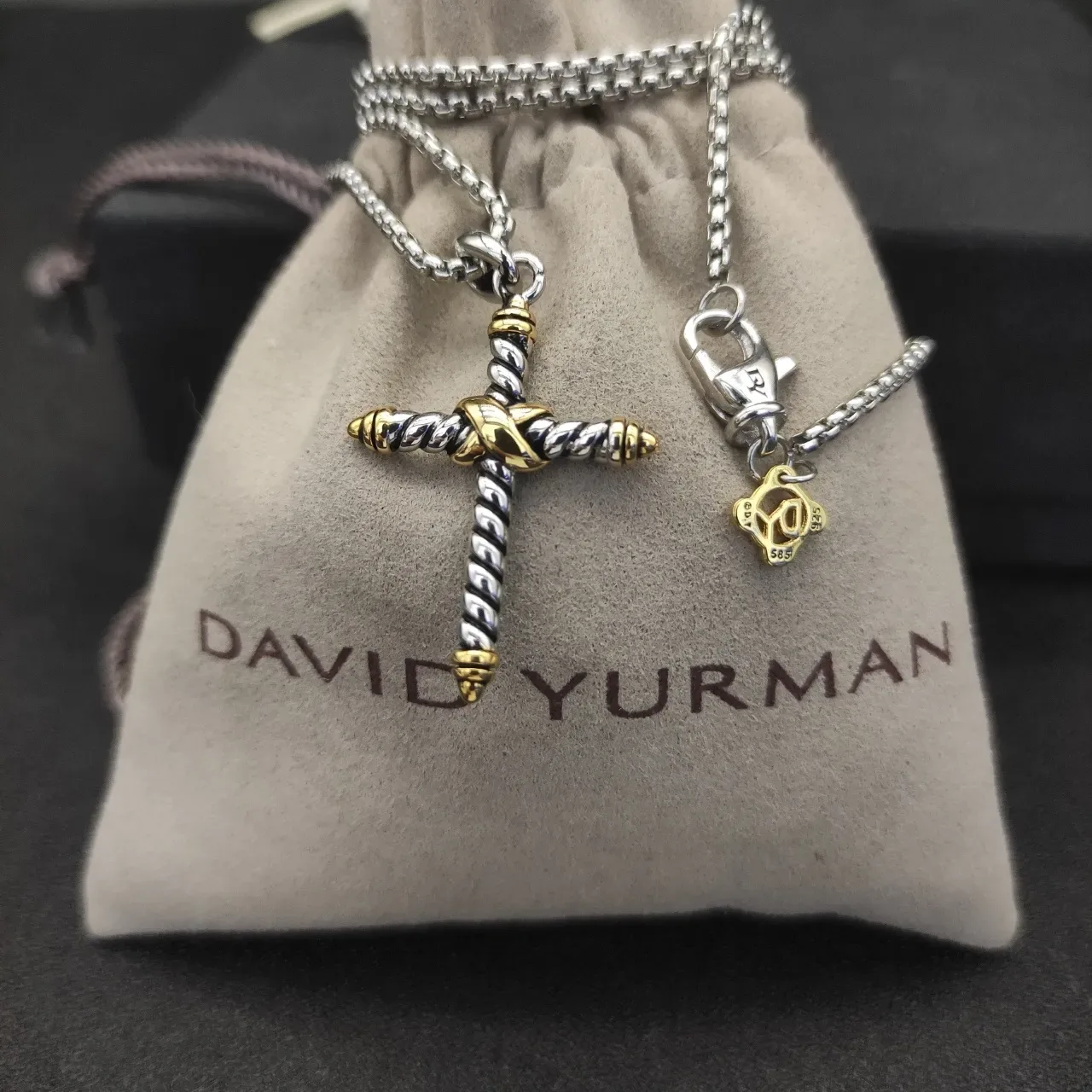 David Yurman Signature Bold Series Twisted Rope Cross Necklace 9