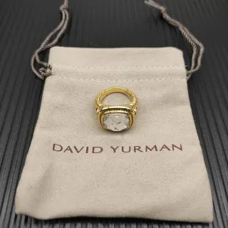 David Yurman Twisted Cable Bezel-Set Clear Stone Ring