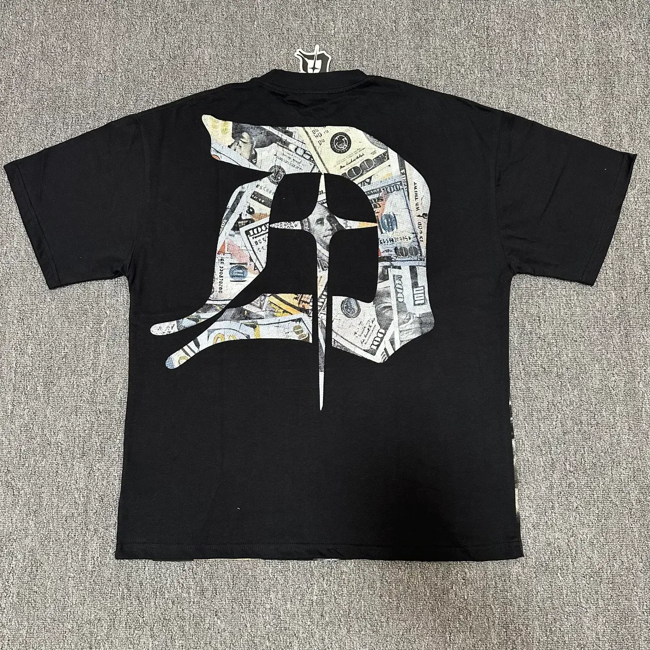 Digital Black Gray Full-Front Graphic Print Pixelated Typography T-Shirt 2