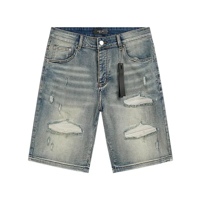 Distressed Light-Wash Blue Denim Shorts 2