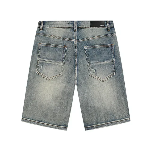 Distressed Light-Wash Blue Denim Shorts 3