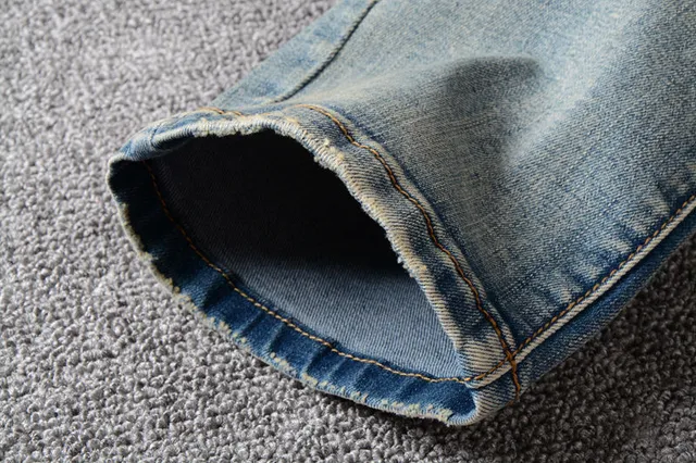 Distressed Panelled Light-Wash Blue Slim-Fit Jeans 3