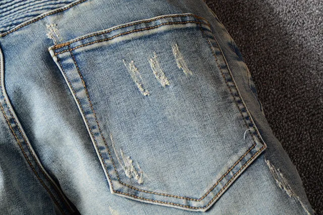 Distressed Panelled Light-Wash Blue Slim-Fit Jeans 4