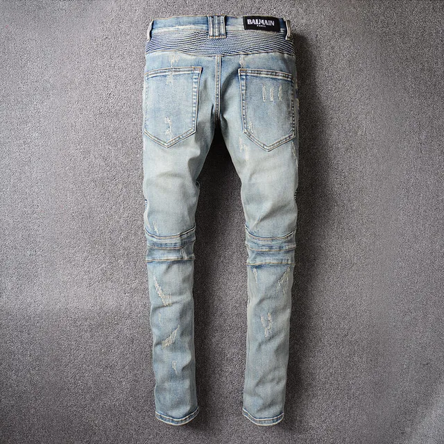 Distressed Panelled Light-Wash Blue Slim-Fit Jeans 9