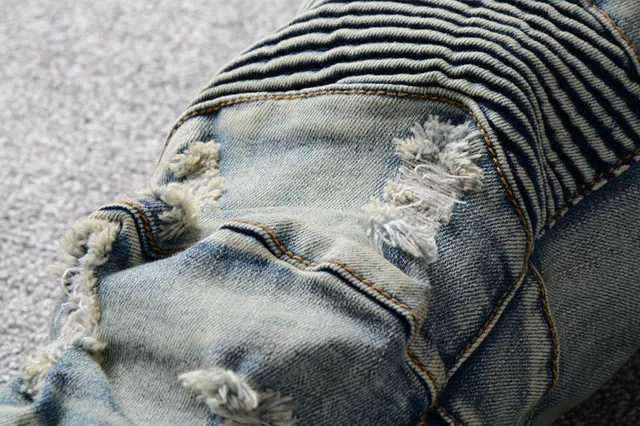 Distressed Panelled Light-Wash Blue Slim-Fit Jeans 14