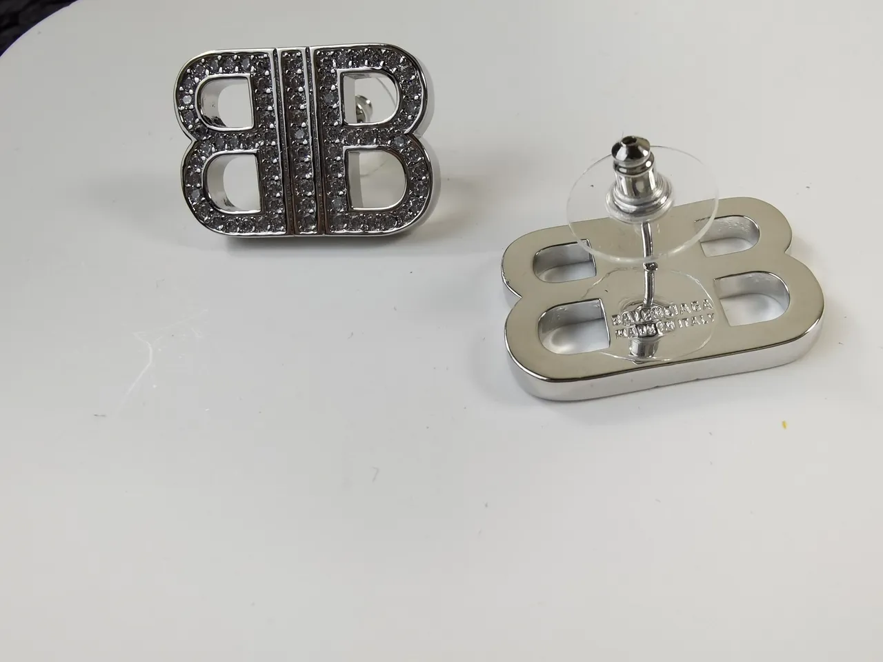 Double B Monogram Pave Crystal Stud Earrings 5