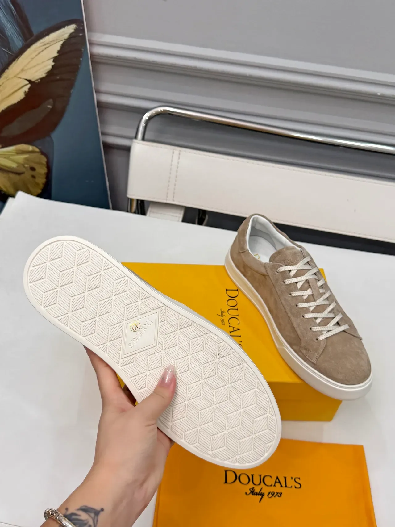 Doucal's Beige Suede Low-Top Lifestyle Sneakers 2