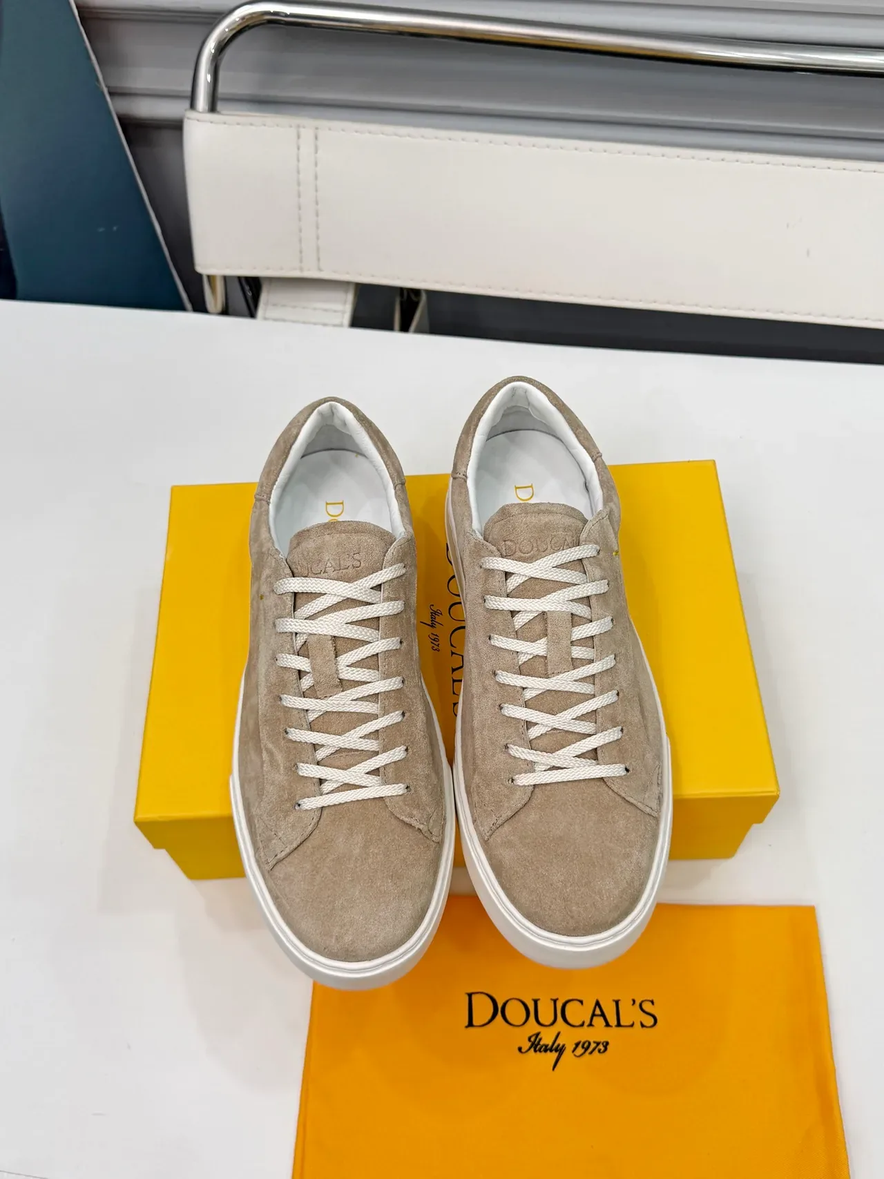 Doucal's Beige Suede Low-Top Lifestyle Sneakers 5