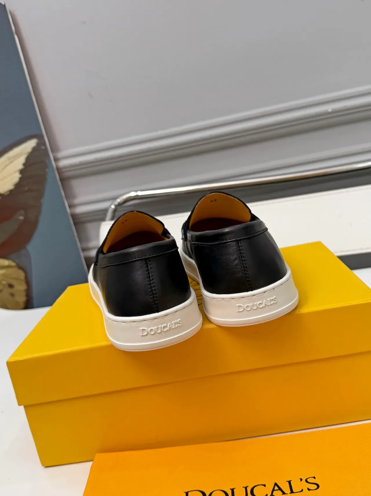 DOUCAL'S Black White Leather Penny Strap Loafer 3