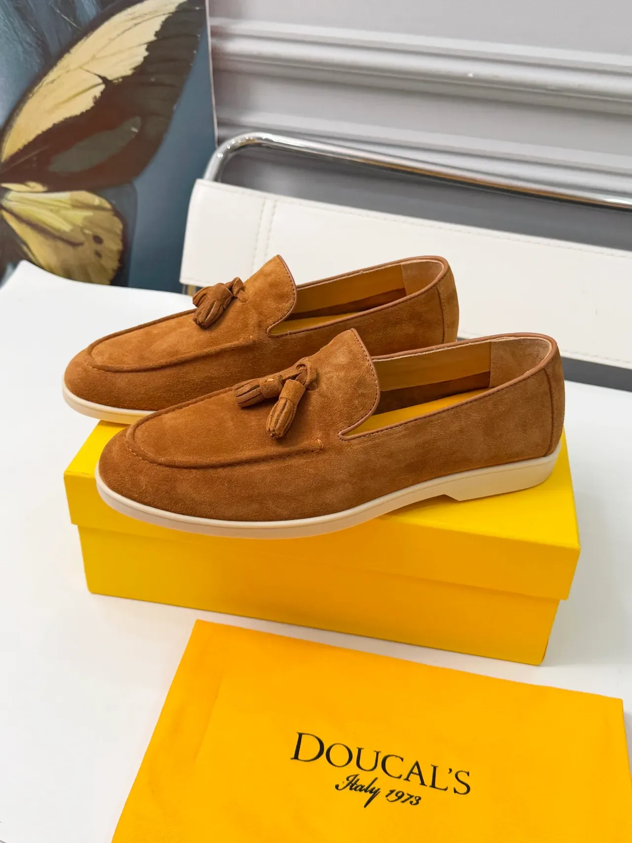Doucal's Tassel Loafer Brown Beige Suede Loafer 4