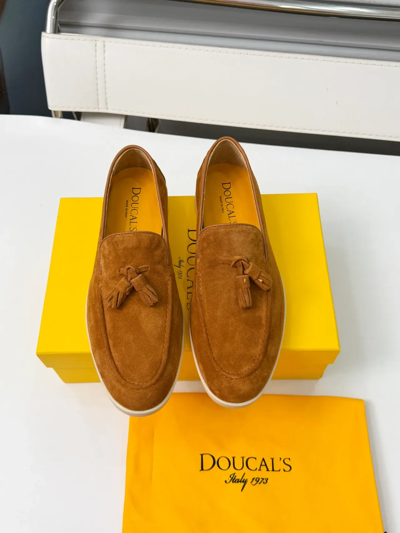 Doucal's Tassel Loafer Brown Beige Suede Loafer 5